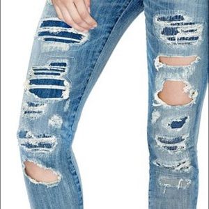 Guess Power Curvy Mid Rise Distressed Jeans